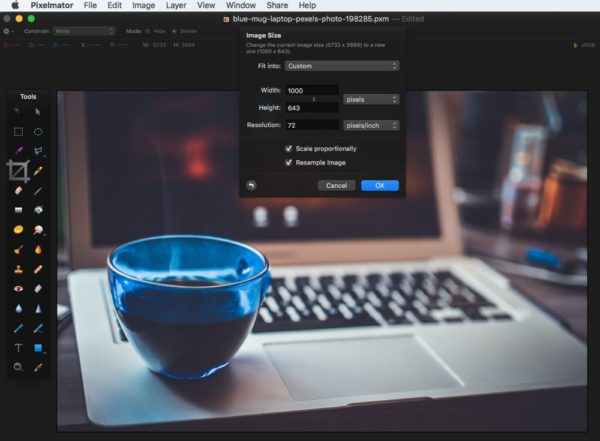 pixelmator resize image